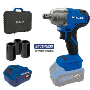 llave de impacto inalámbrica 20v 500nm + bat 4ah + carg + acc + maleta